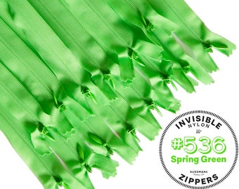 Invisible Zippers - #536 Spring Green - 8" 10" 12" 14" 16" 18" 20" 22" 25" (10pcs)
