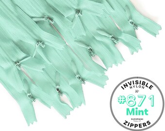 Invisible Zippers - #871 Mint - 8" 10" 12" 14" 16" 18" 20" 22" 25" (10pcs)