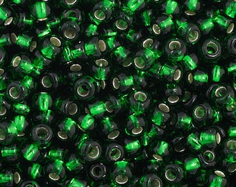 23g Preciosa Czech Rocaille Glass Seed Beads - Medium Green SL - 11/0 (2.1mm) (CZ11-34972)