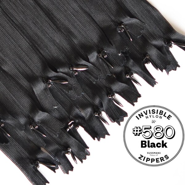 Invisible Zippers - #580 Black - 8" 10" 12" 14" 16" 18" 20" 22" 25" (10pcs)