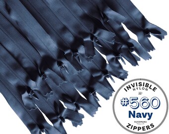 Invisible Zippers - #560 Navy - 8" 10" 12" 14" 16" 18" 20" 22" 25" (10pcs)