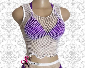 purple fishnet top