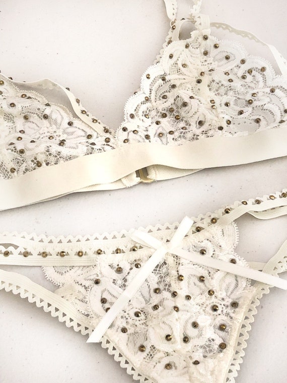 Romantic Bridal Lingerie Set Ivory Lace Lingerie Red Etsy