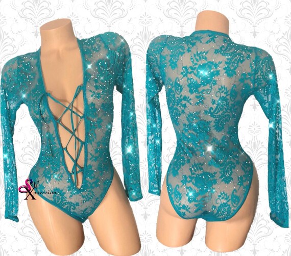 teal lace bodysuit