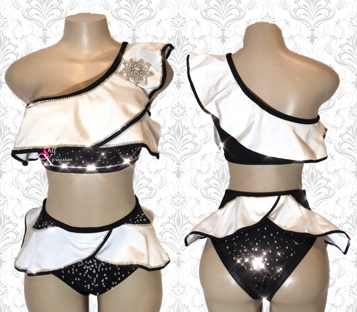 white rhinestone swimsuit