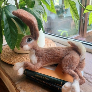 Needle felted laying Hare | Handmade | Large Hare | Laying Hare | Felt gift | Made to order | Hare gift | Needle felted wildlife