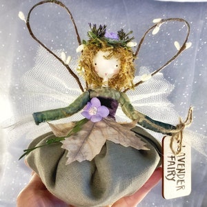 Relaxing Lavender Fairy, Vintage Style Home Décor, Nature Inspired Gift, Handcrafted Fairy