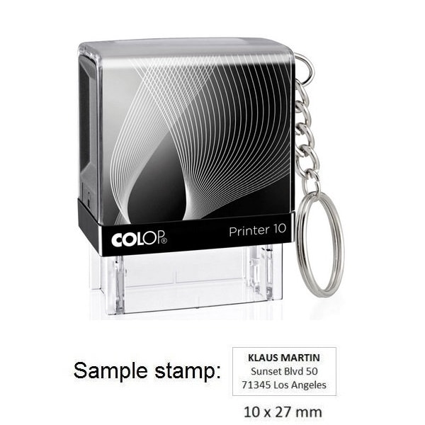 Stamp with a Key-Ring - Personalized Self Inking Stamp - 10x27mm