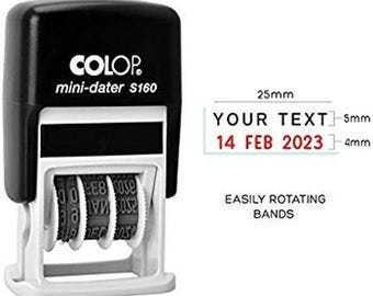 Date Stamp with Custom Text - Colop Mini-Dater S160 - Self-Inking Stamp - 5x25mm