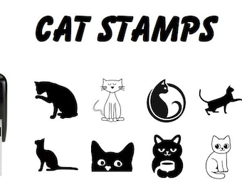 Cat Stamps - Self-Inking Rubber Stamps - 24x24 mm