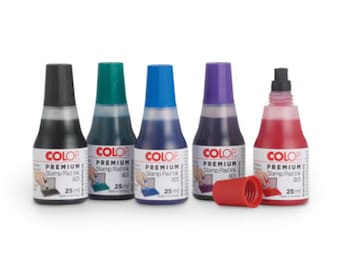Stamp Ink - 25 ml - Black, Blue, Red, Green, Purple