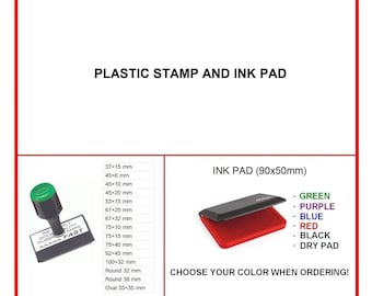 Plastic Stamp - Custom - Personalized - Includes Ink Pad