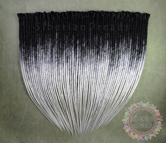 Crochet Single Ended Black White Ombre Synthetic Dreads Hair Etsy