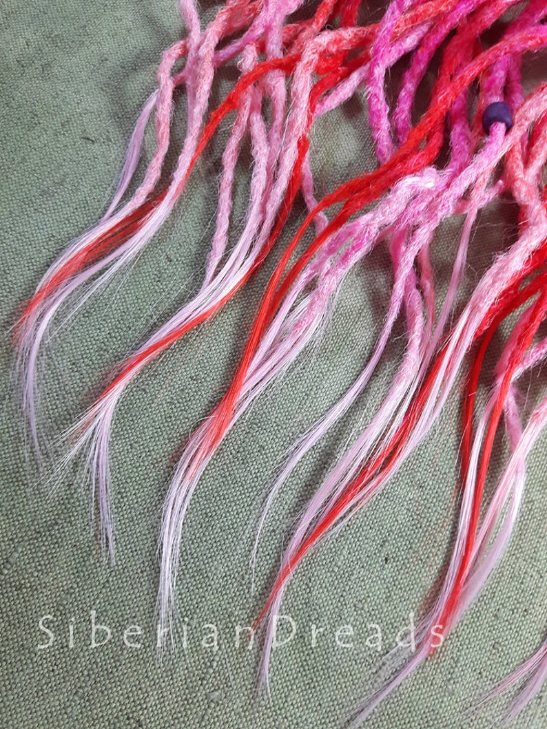 Crochet Curl Synthetic dreads Set Magenta Pink Ombre dreadlock hair extensions Crocheted Curled dreads Double Ended Wave Strawberry dreads