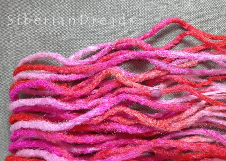 Crochet Curl Synthetic dreads Set Magenta Pink Ombre dreadlock hair extensions Crocheted Curled dreads Double Ended Wave Strawberry dreads