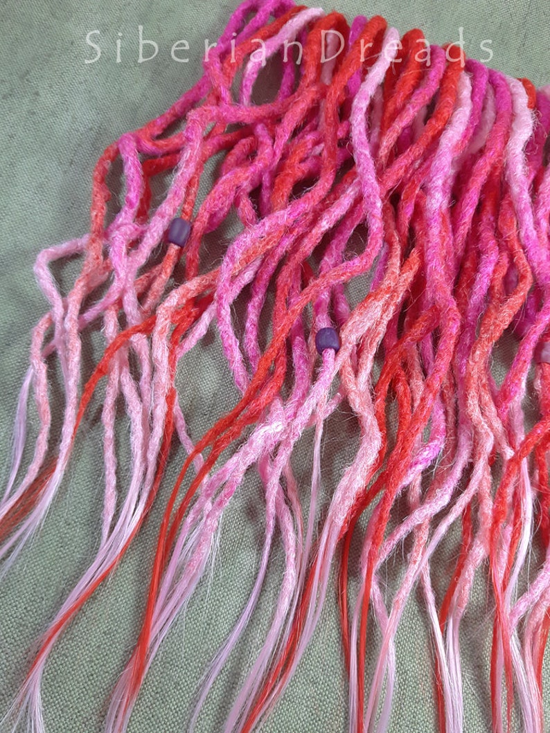 Crochet Curl Synthetic dreads Set Magenta Pink Ombre dreadlock hair extensions Crocheted Curled dreads Double Ended Wave Strawberry dreads
