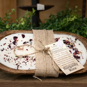 3 Wood Wick Dough Bowl Highly Scented Candle Crackling Wicks Beautiful Rustic gift For her Dried Botanical Log Winter Valentines Day