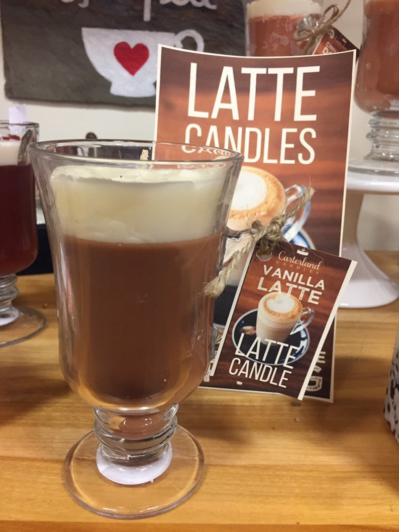 Latte Candles Large delicious \u201cflavors\u201d handmade to look just like your favorite fall coffee.