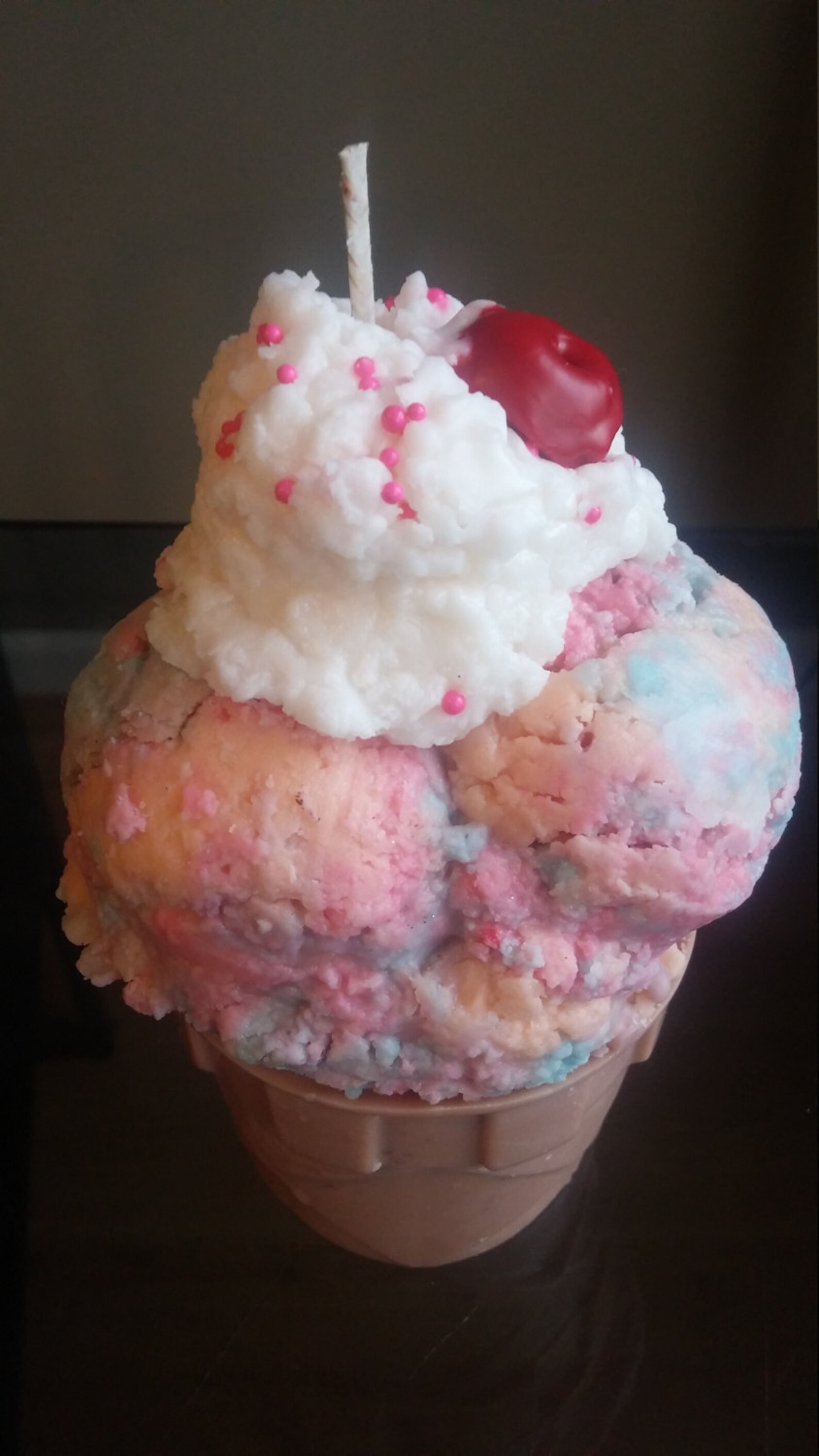 Cute Rainbow Sherbert Ice Cream Sundae Cone Pillar Candle Etsy