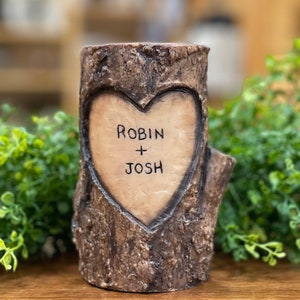 Gepersonaliseerde Log Candle (All Wax) Geurende Soja Namen Valentijnsdag, Vriendje Cadeau, 16e Verjaardag, huwelijksdouche voor hem of haar romantisch