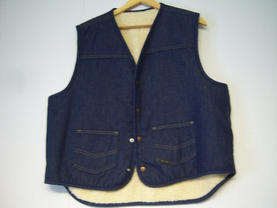 Vintage Sears and Roebuck, Man's Dark Denim Vest,… - image 1