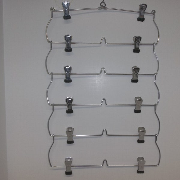 Vintage Metal Skirt Hanger, Holds Six, Metal and Plastic, Great For Display, Linens, Cards, Art, Flowers, Aprons and More, No Damage