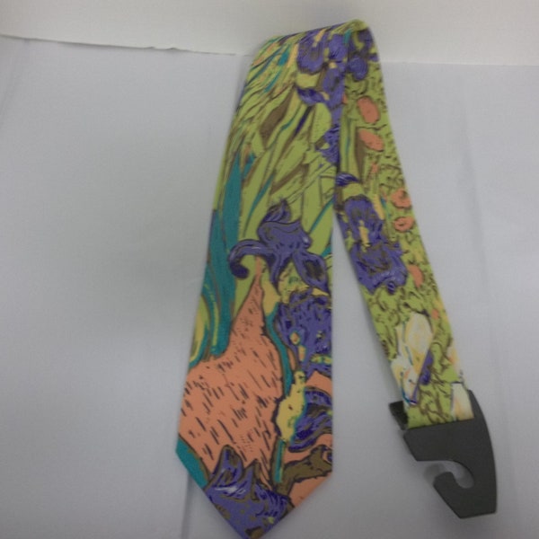 Vintage WILDTIES, Mod Tie, Man's Long Tie, 56" Long, 100% Microfiber, Handmade, Green, Purple and Orange, Pre-Owned, Great Condition