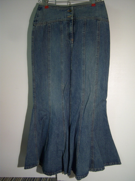 gored denim skirt