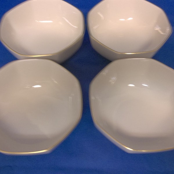 Vintage Lenox Bowl, Special, Made In USA, Soup or Ice Cream Bowls, Eight-Sided Bowls, 5 1/8" Across, 2.25" Deep, Pre-Owned, Set Of Four