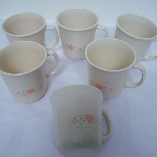Vintage Corning Ware, Corelle Six Mugs, Forever Yours Pattern, Pre Owned, Great Condition, Replacements, Add To Your Set