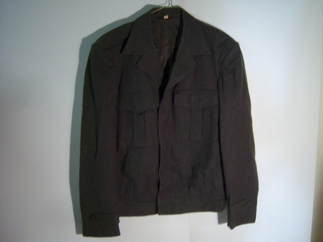 Army Green Jacket Vintage Wool Jacket Age Unknown Buttons Etsy