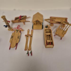 Wooden Handmade Eight Christmas Ornament Decorations Signed and Dated