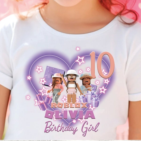 Customized Roblox Birthday Girl Shirt | Personalized Birthday Outfit | Gamer Family Matching Shirts | Birthday Girl Shirt | Video Game Shirt