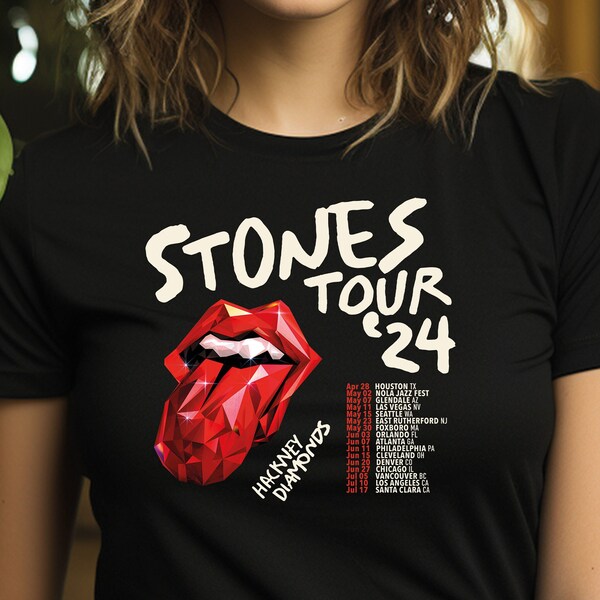 The Rolling Stones Hackney Diamonds Tour 2024 Schedule List T-Shirt | Rolling Stones 2024 Hackney Diamonds Tour Shirt | Rolling Stones Shirt