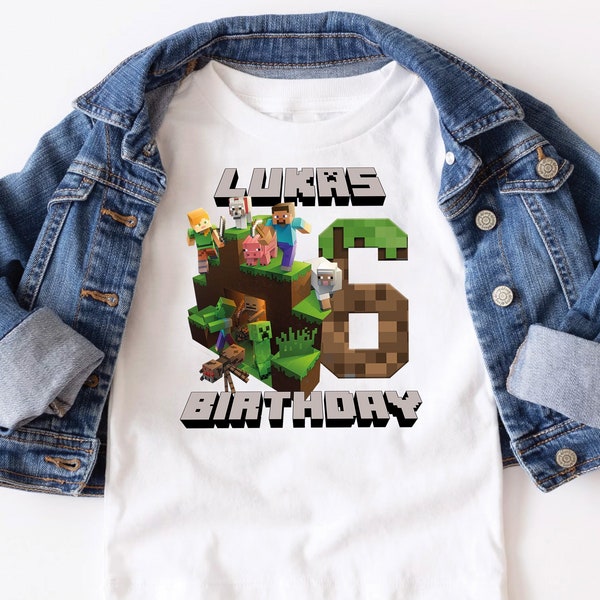 Personalized MineC Birthday Kid Shirt | Mine Birthday Shirt | Custom Name Age Birthday Girl/Boy | Happy Birthday | Birthday Boy Minec