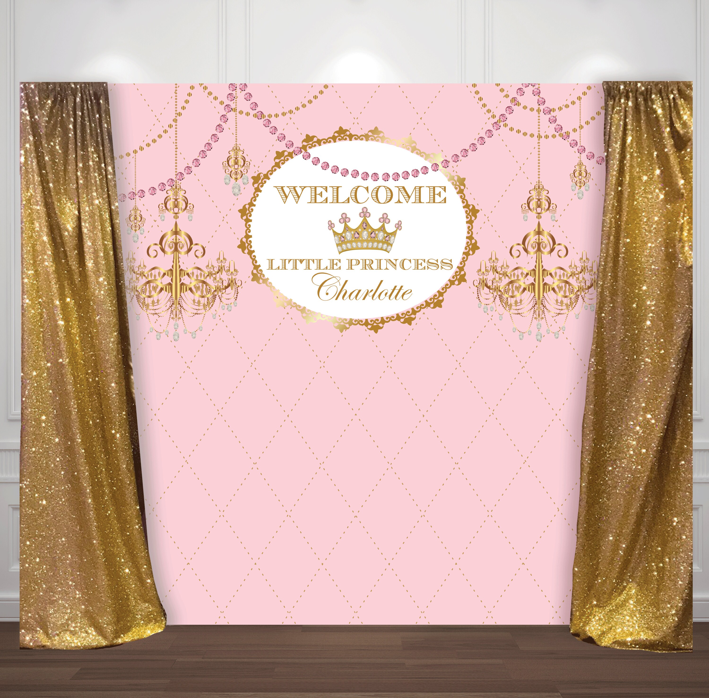 Pink and gold princess crown baby shower 1st birthday Etsy