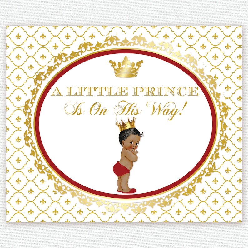 king gold red royal blue white baby prince decor sign poster banner birthday baptism christening crown baby shower backdrop party