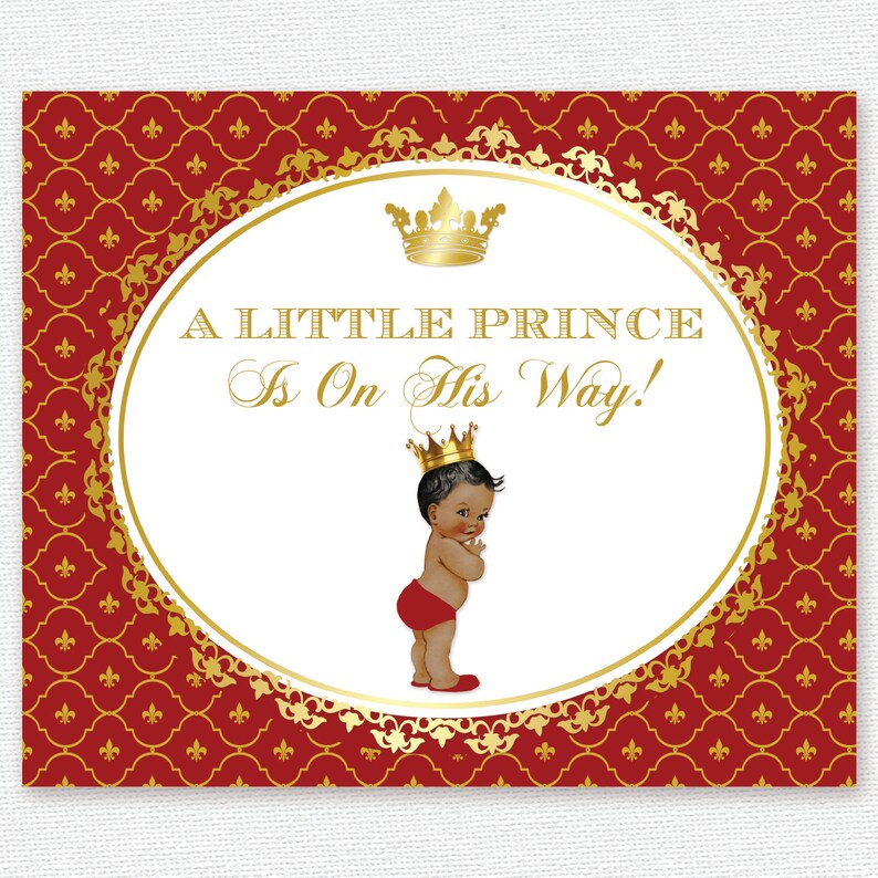 king gold red royal blue white baby prince decor sign poster banner birthday baptism christening crown baby shower backdrop party