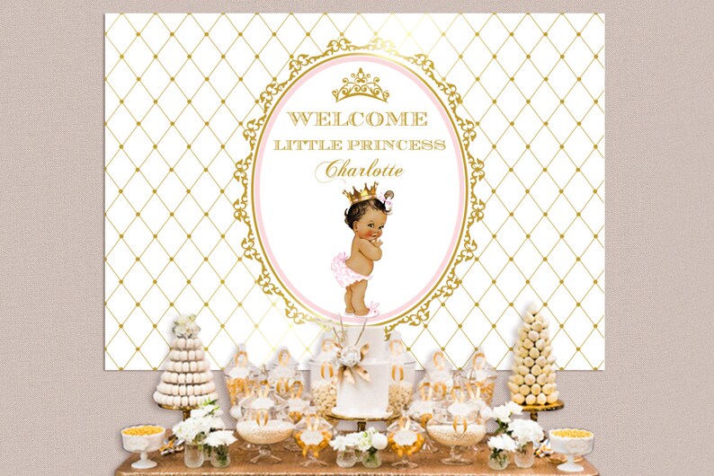 Queen Baby Girl Backdrop Crown 1st Birthday Baptism Christening Pink And Gold Princess Baby Shower Banner Sign Poster Tiara Backdrops Props Paper Party Supplies Kromasol Com