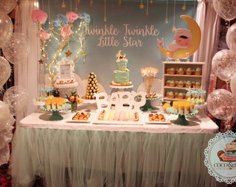 twinkle twinkle little stars mint, baptism, christening, birthday, baby shower backdrop, sign poster, banner, invitation, party decoration