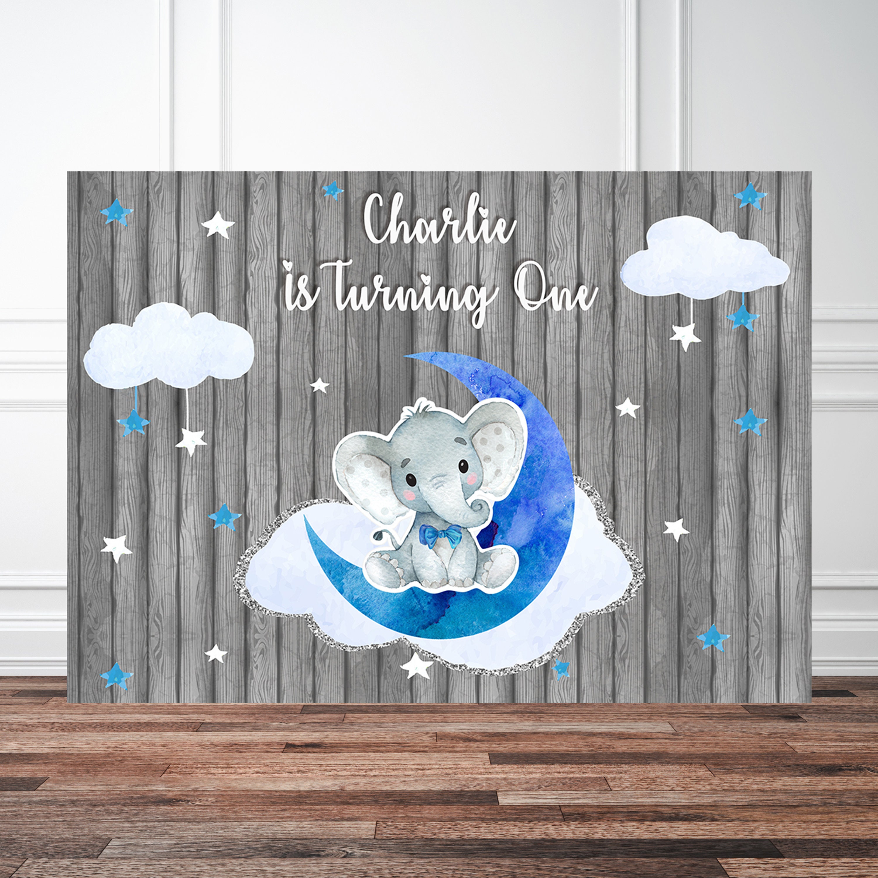 Elephant Baby Shower Backdrop / Elephant Moon Baby Boy Shower Etsy