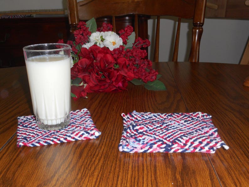 New Colors set of Woven Cotton Mug Rugs Made on Our New Pin Loom - Etsy