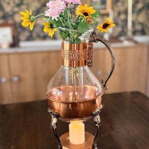 vintage Princess House copper and glass coffee or tea carafe
