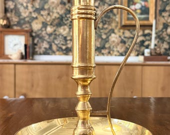 Vintage solid brass chamberstick candle holder