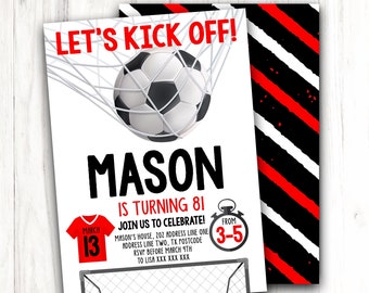 Soccer Invitation Birthday Party Football | Sports theme game Birthday for boy Invite Let's Kick off | DIGITAL FILE - PRINTABLE