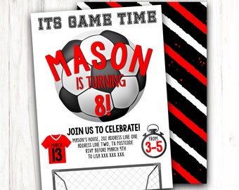 Soccer Invitation Birthday Party Football | Sports theme game Birthday for boy Invite Let's Kick off | DIGITAL FILE - PRINTABLE