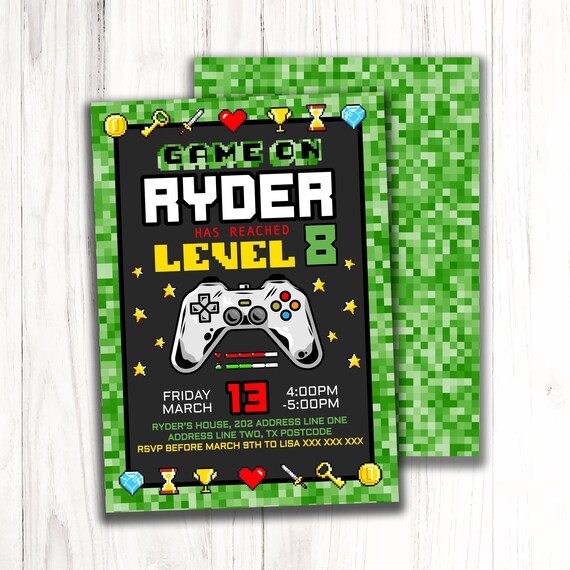 Video Game Birthday invitation | Any Age Gaming Video game Birthday Pixel Gamer Party | boy or girl Invite | DIGITAL FILE - PRINTABLE Il_570xn