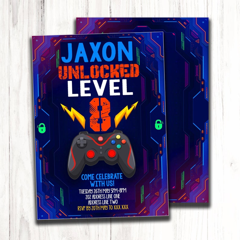Video Game Birthday invitation Gaming Video game Birthday Computer Gamer Party boy or girl Invite game on DIGITAL FILE PRINTABLE image 1