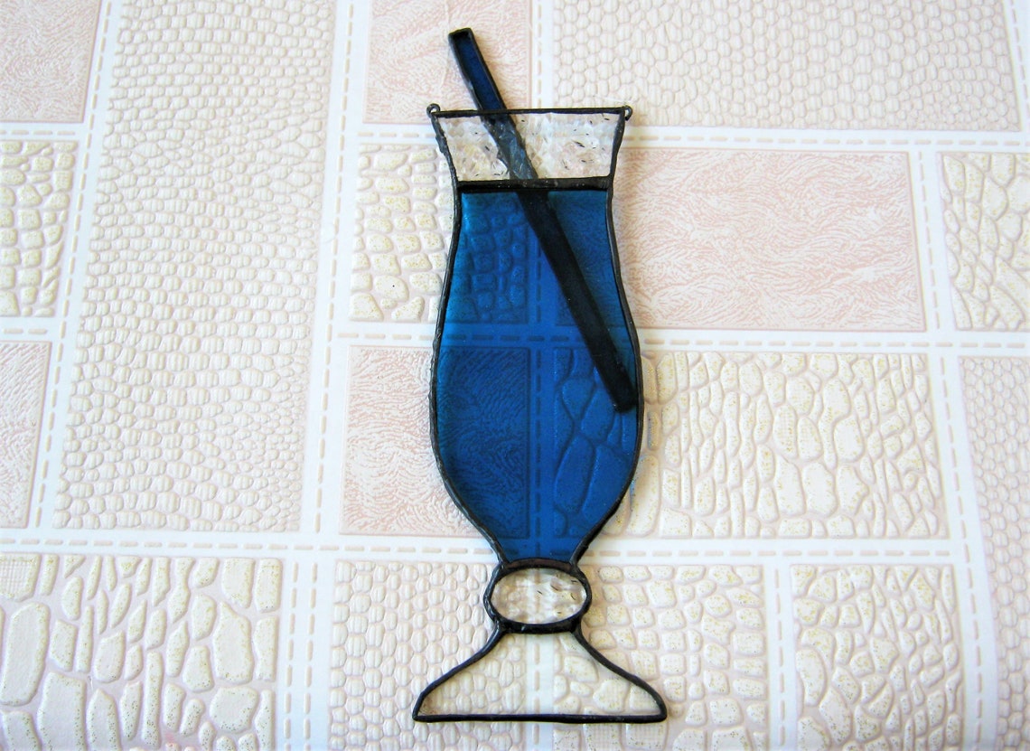 Stained glass bar decor Cocktail glass suncatcher Window Etsy