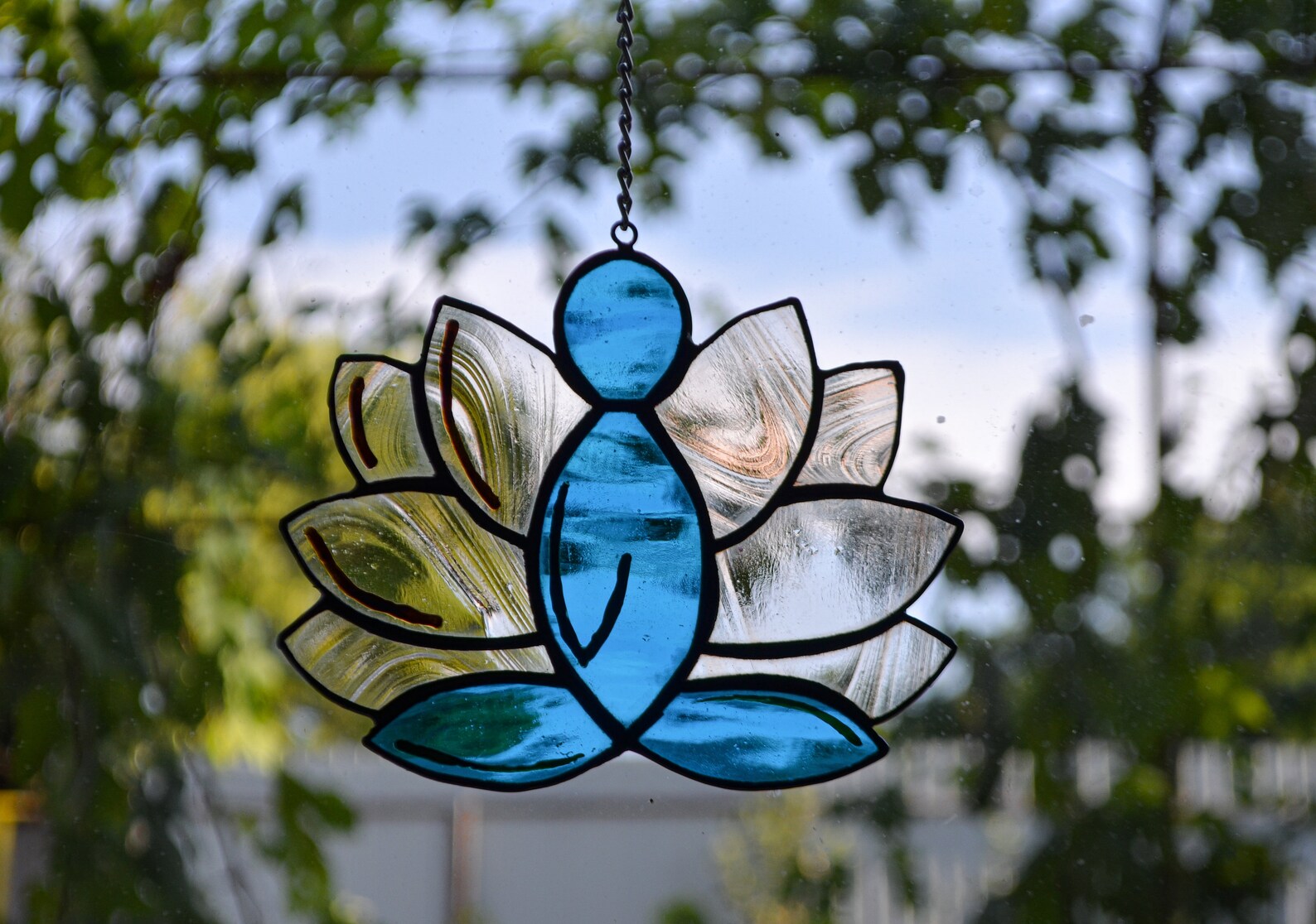 Stained glass Buddha suncatcer Stained glass meditation Yoga Etsy